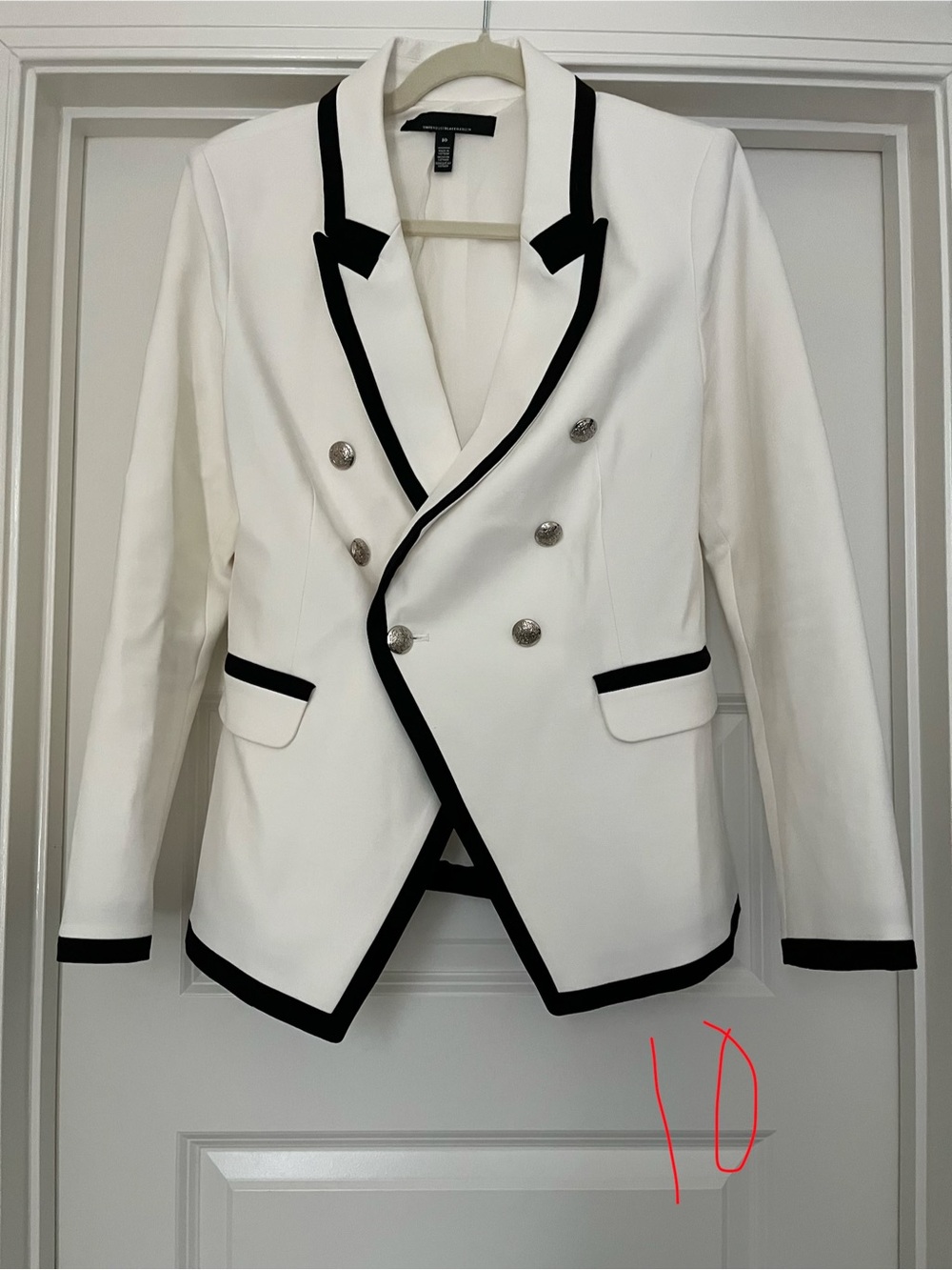 White House Black Market White Blazer with Black Trim